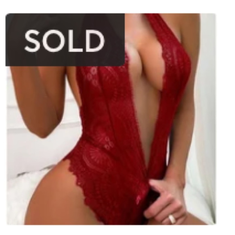 SOLD ON ANOTHER SITE Elegant Burgundy Lace Plunge Teddy
